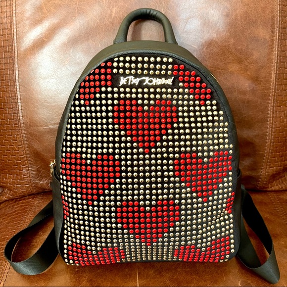 Betsey Johnson Heart Studded Backpack - Picture 9 of 10